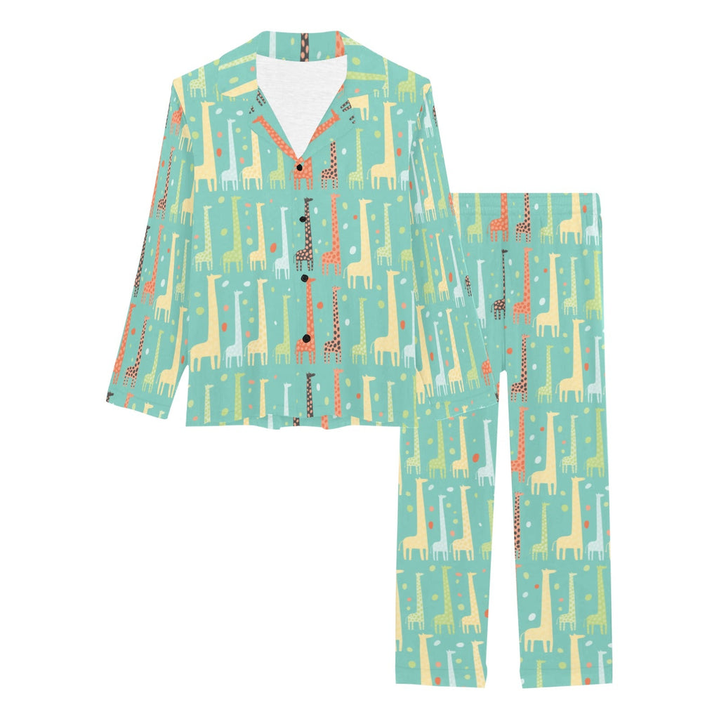 Giraffe Pattern Print Design 01 Women's Long Pajama Set