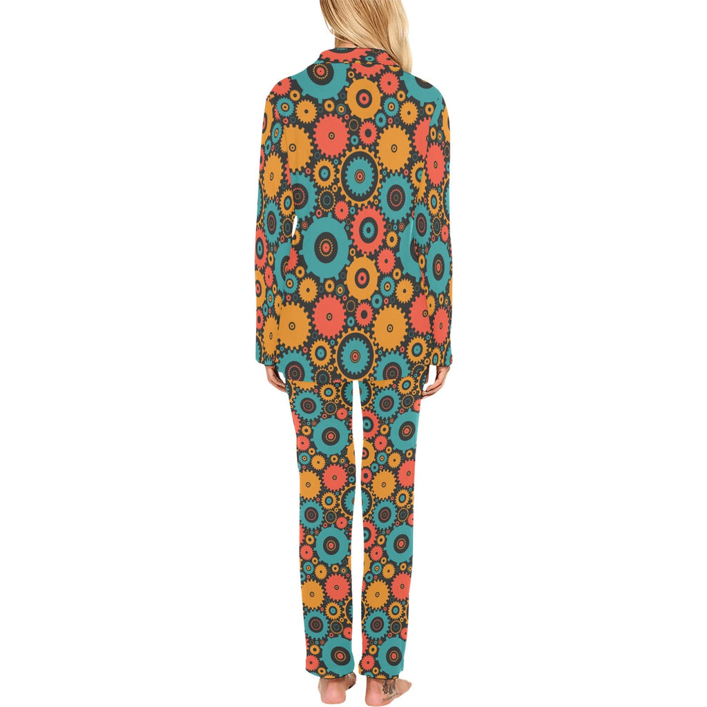 Gear Pattern Print Design 01 Women's Long Pajama Set