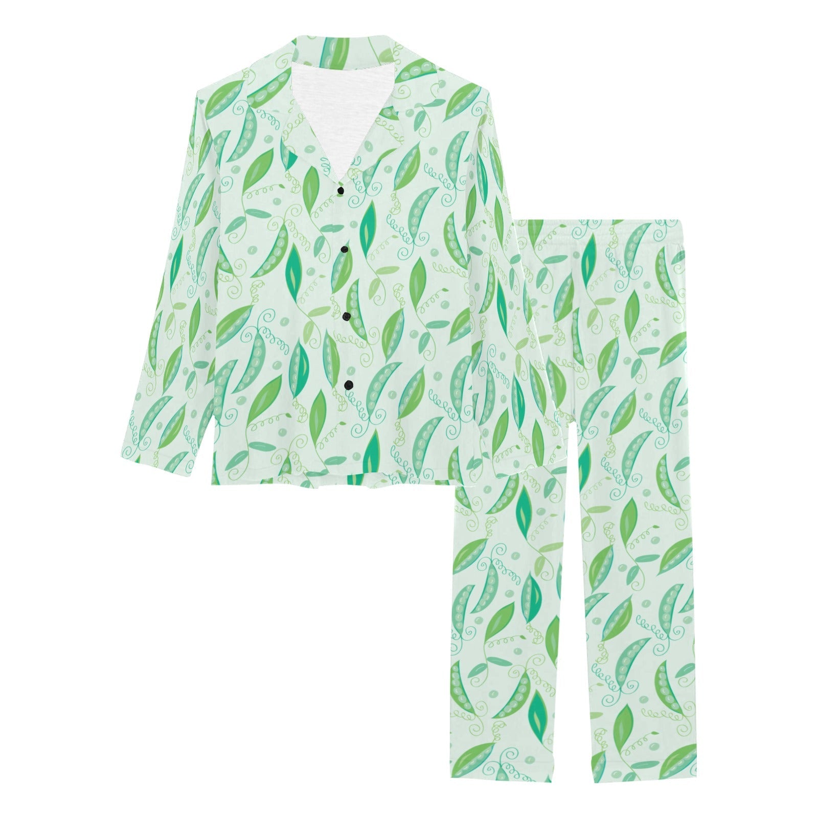 Green Peas Pattern Print Design 01 Women's Long Pajama Set