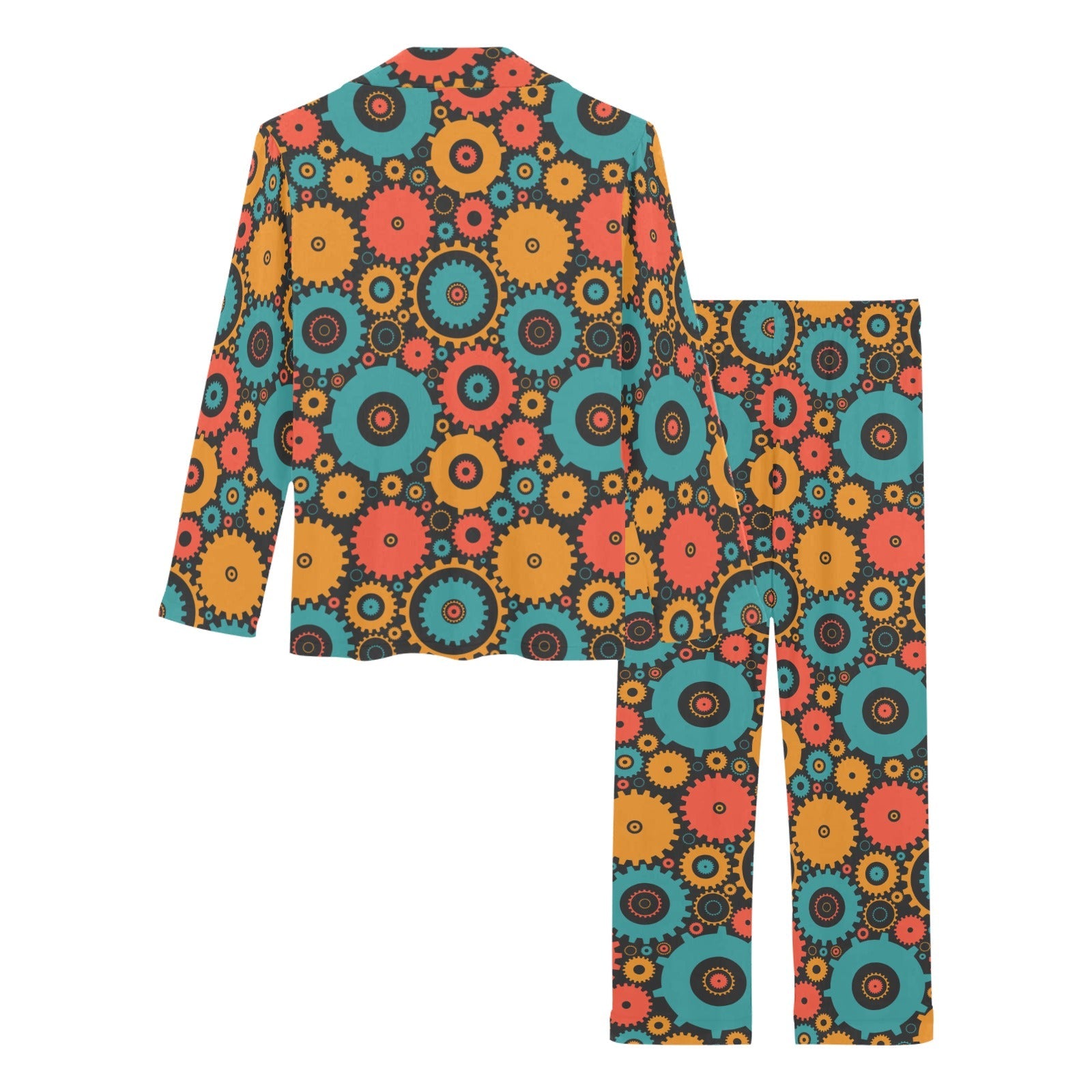 Gear Pattern Print Design 01 Women's Long Pajama Set