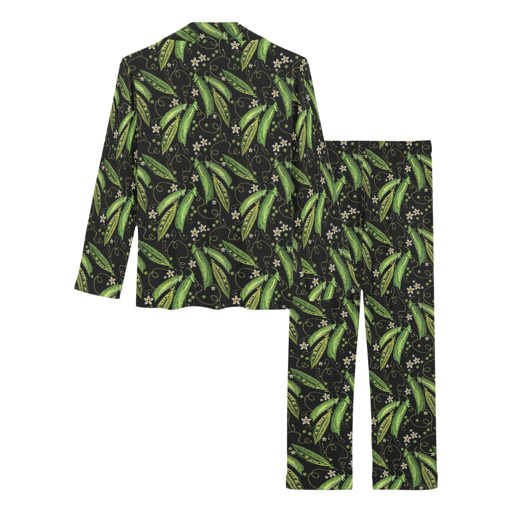 Green Peas Pattern Print Design 02 Women's Long Pajama Set