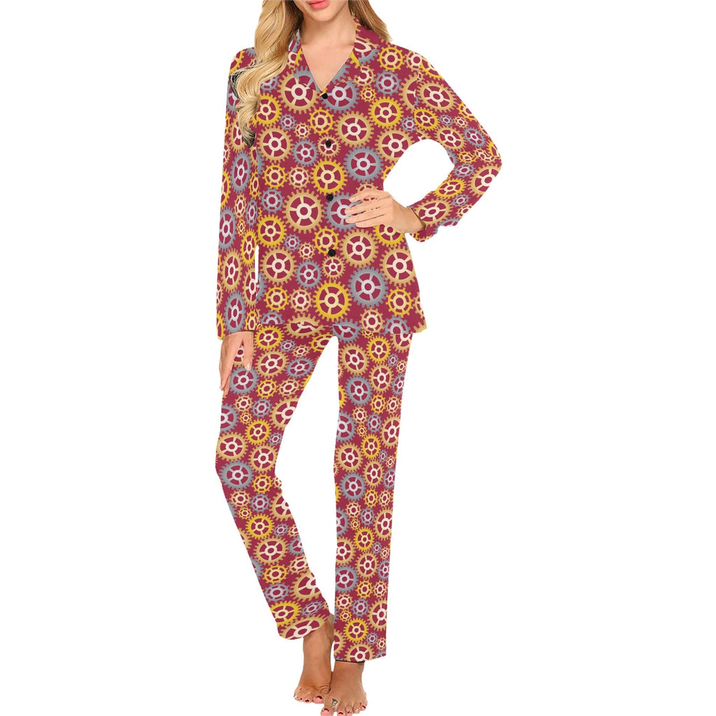 Gear Pattern Print Design 04 Women's Long Pajama Set