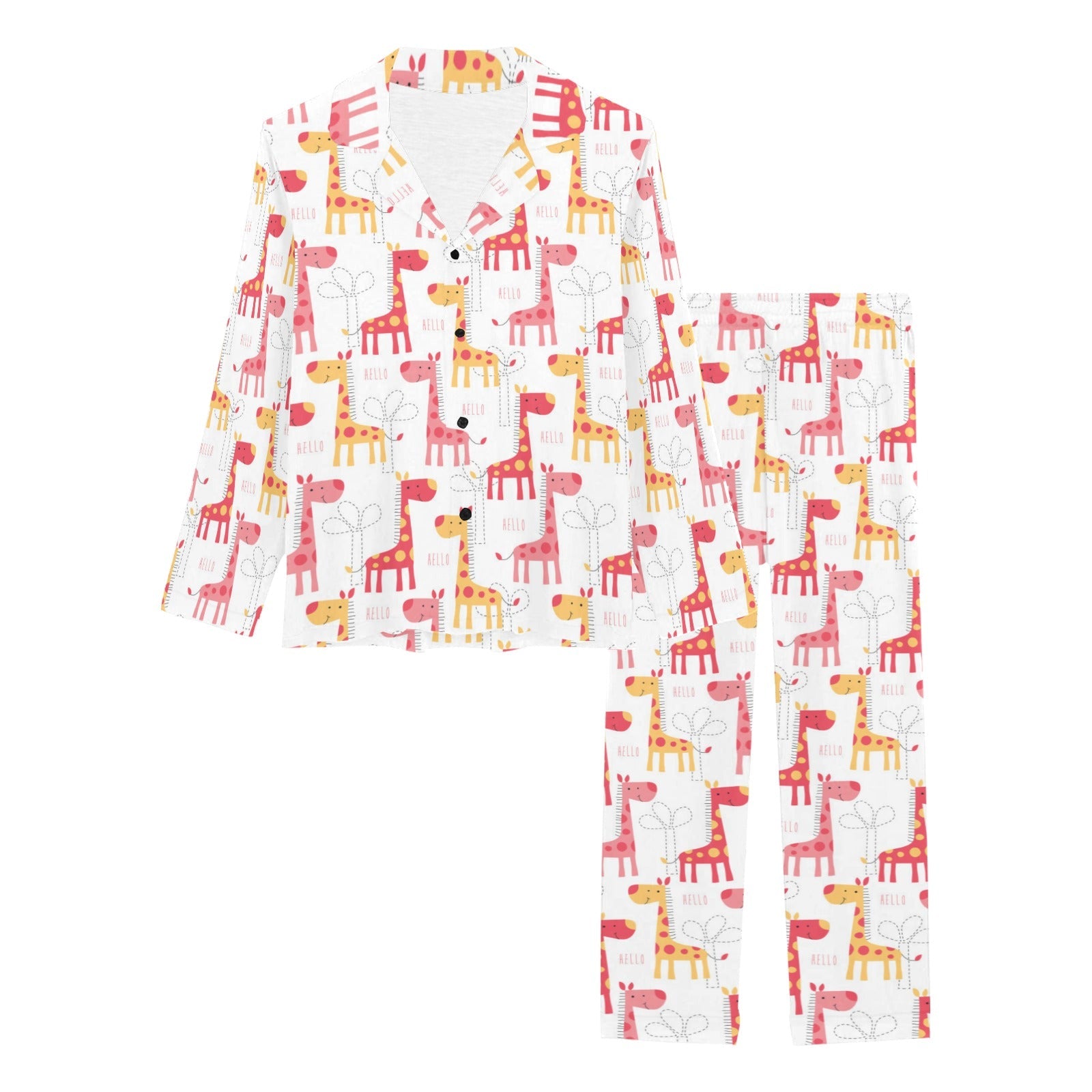 Giraffe Pattern Print Design 03 Women's Long Pajama Set