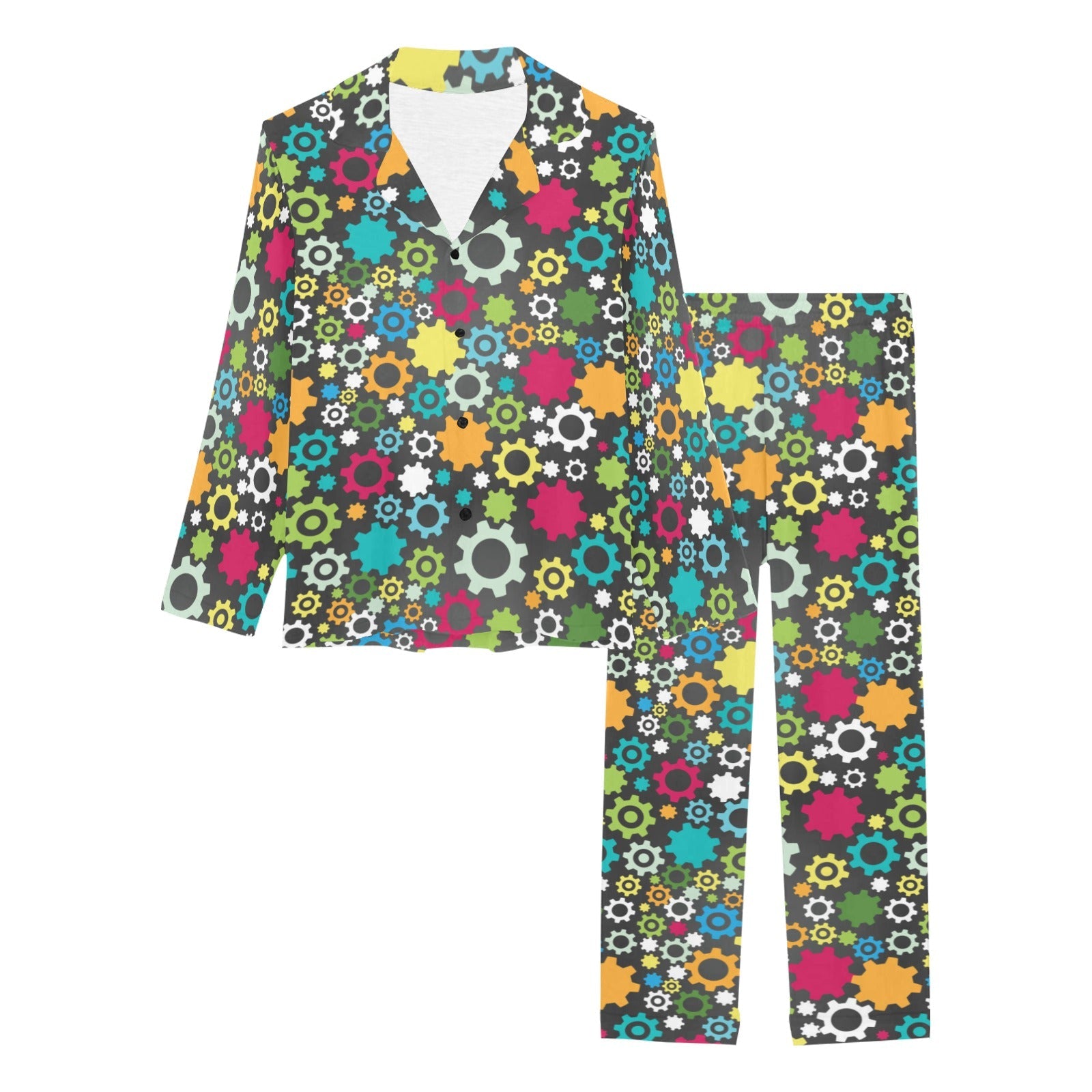 Gear Pattern Print Design 03 Women's Long Pajama Set