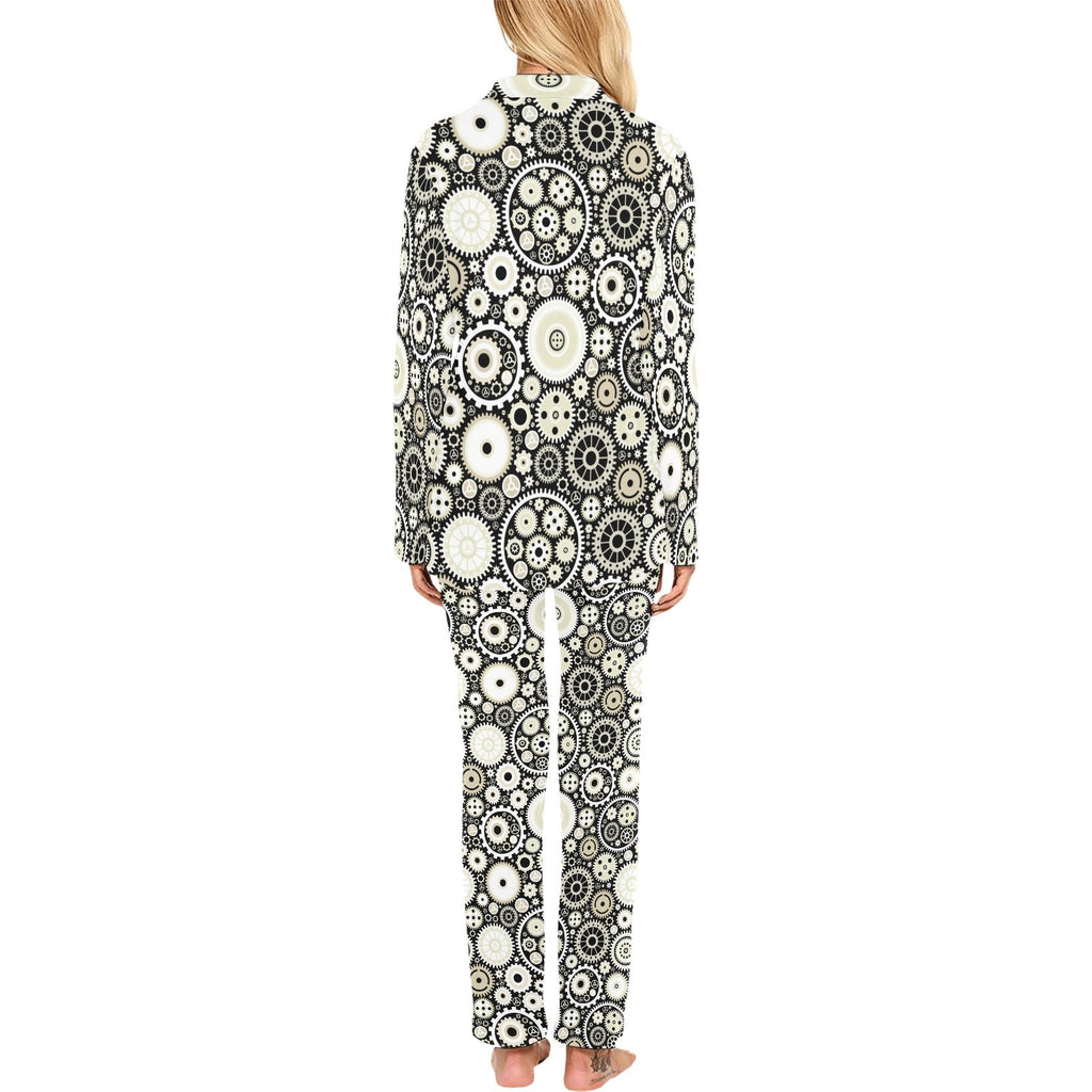 Gear Pattern Print Design 02 Women's Long Pajama Set