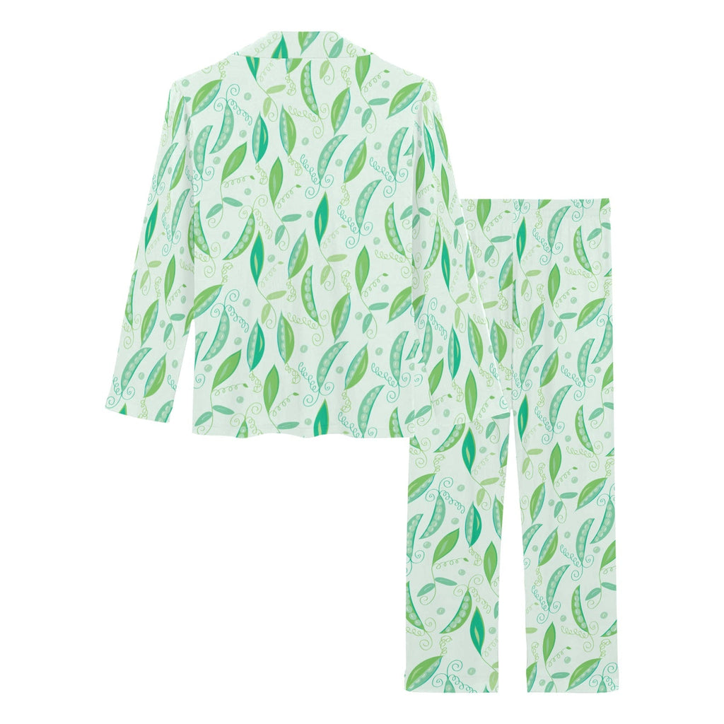 Green Peas Pattern Print Design 01 Women's Long Pajama Set