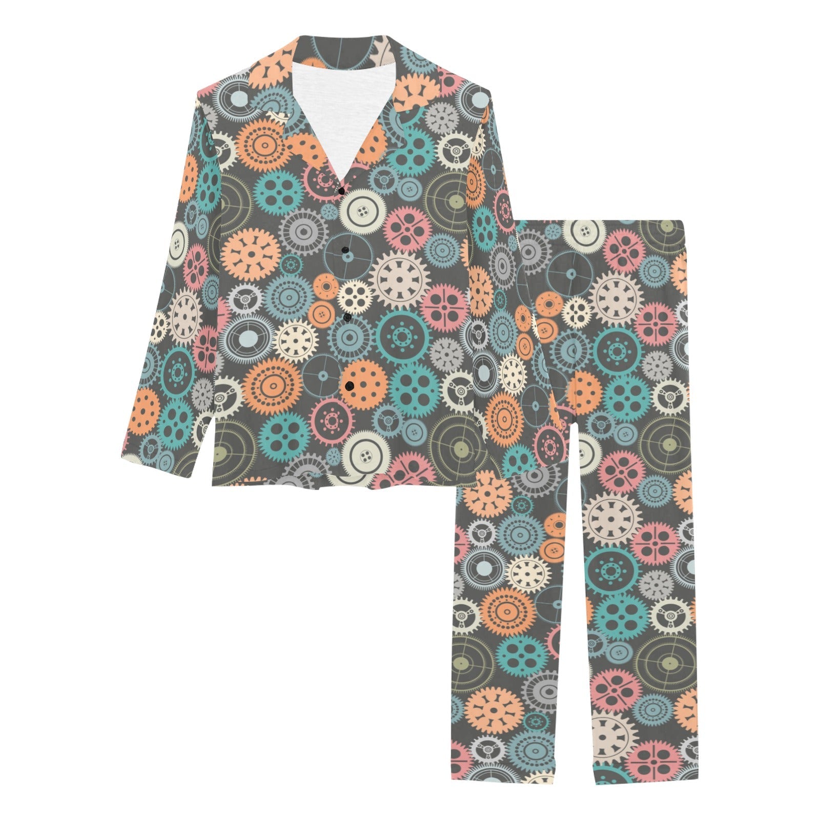 Gear Pattern Print Design 05 Women's Long Pajama Set