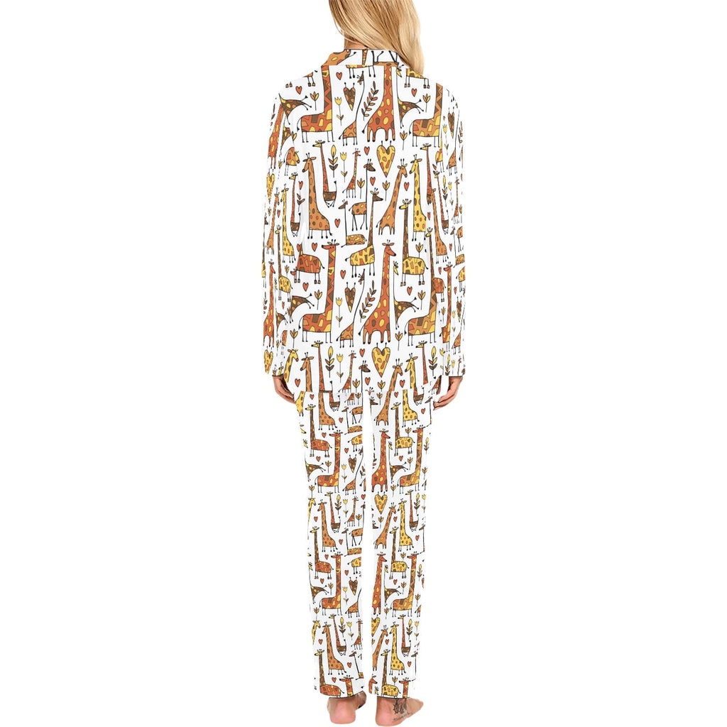 Giraffe Pattern Print Design 04 Women's Long Pajama Set