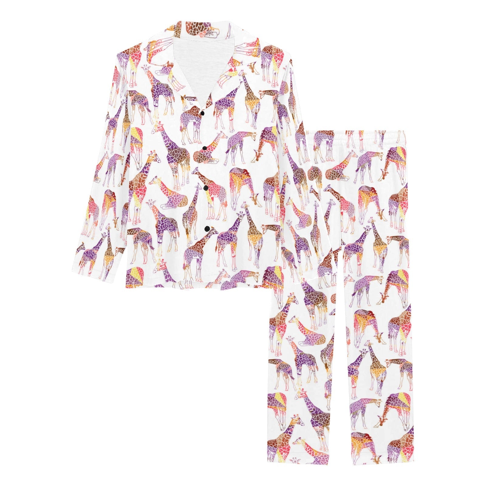 Giraffe Pattern Print Design 02 Women's Long Pajama Set