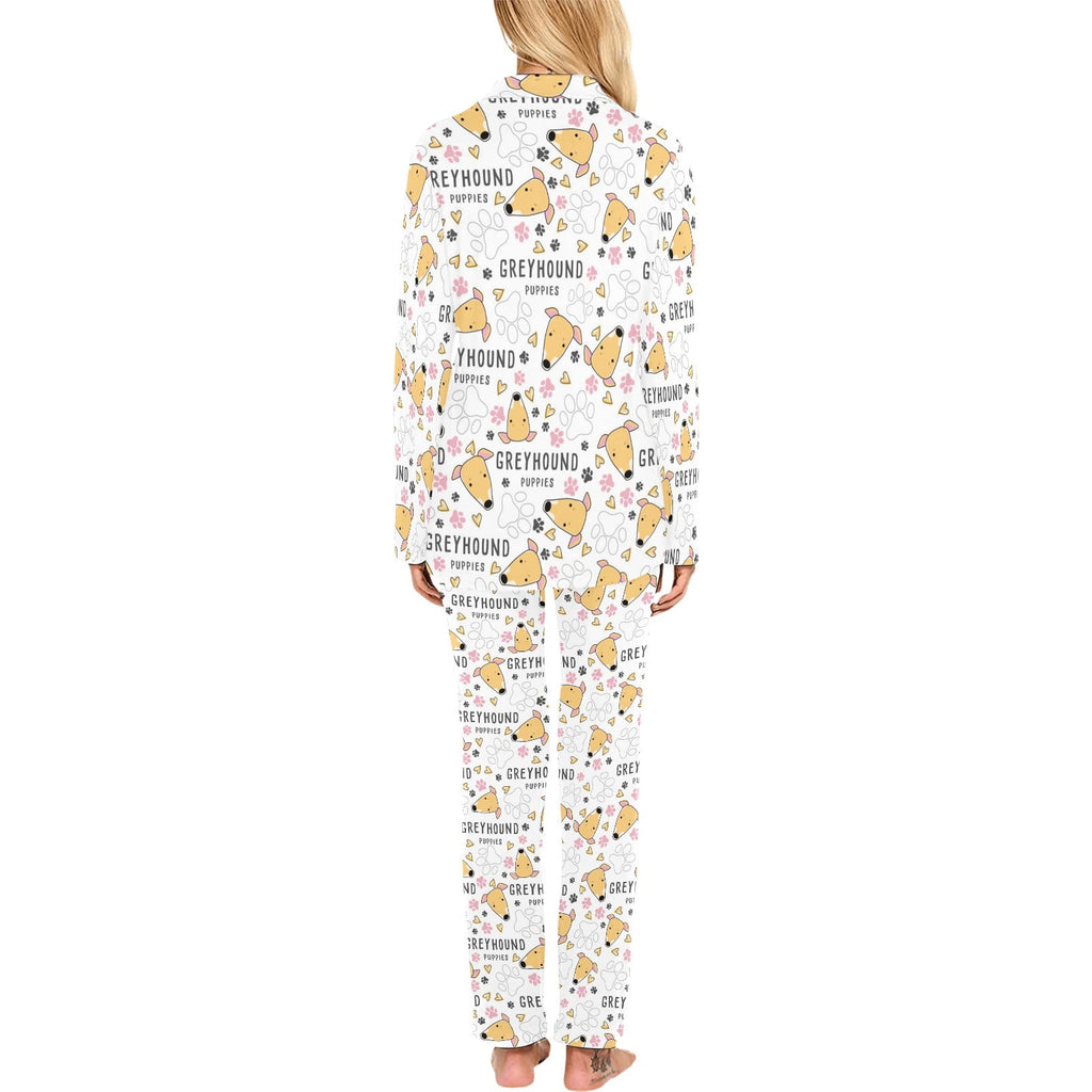 Greyhound Pattern Print Design 03 Women's Long Pajama Set