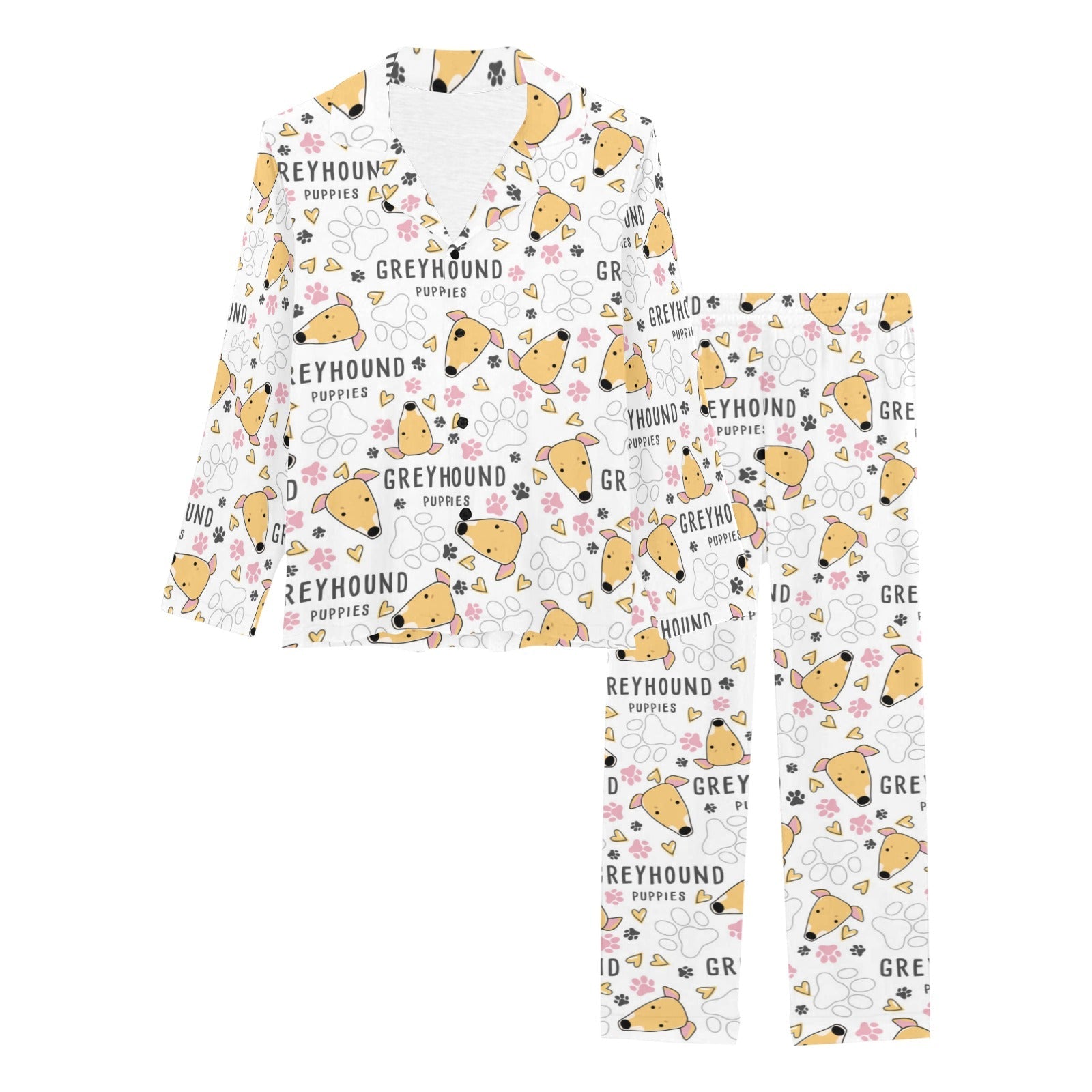 Greyhound Pattern Print Design 03 Women's Long Pajama Set