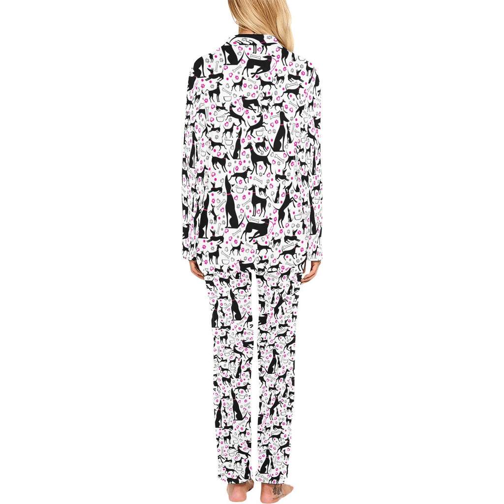 Greyhound Pattern Print Design 02 Women's Long Pajama Set