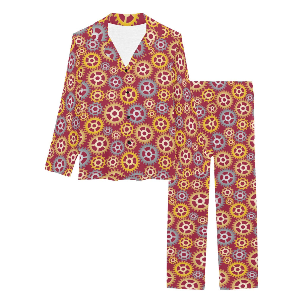 Gear Pattern Print Design 04 Women's Long Pajama Set