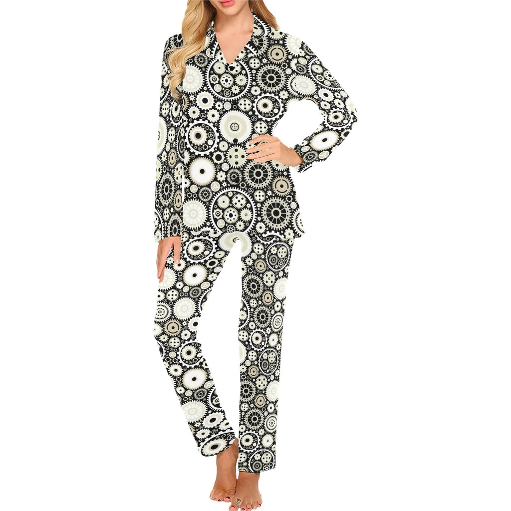 Gear Pattern Print Design 02 Women's Long Pajama Set