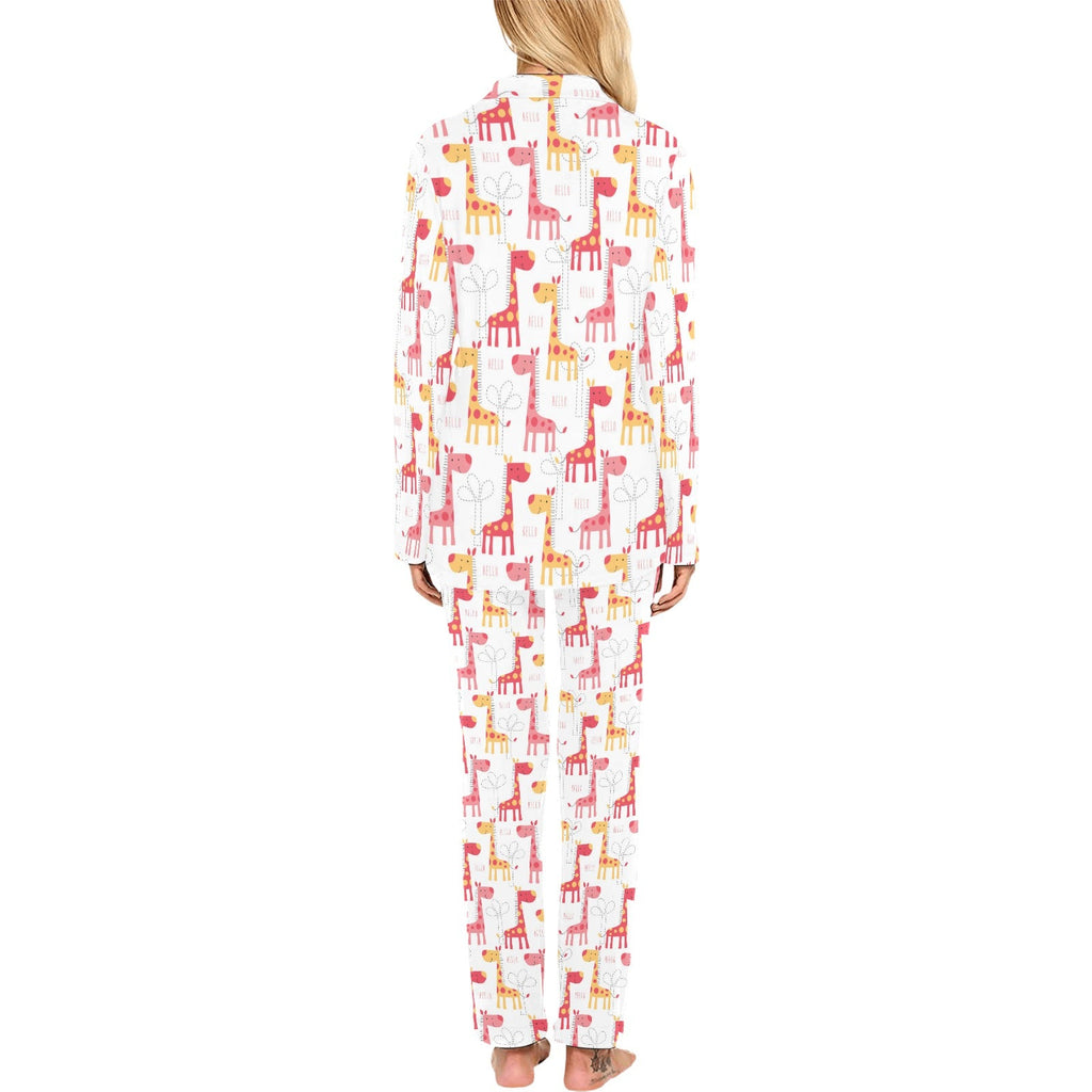 Giraffe Pattern Print Design 03 Women's Long Pajama Set