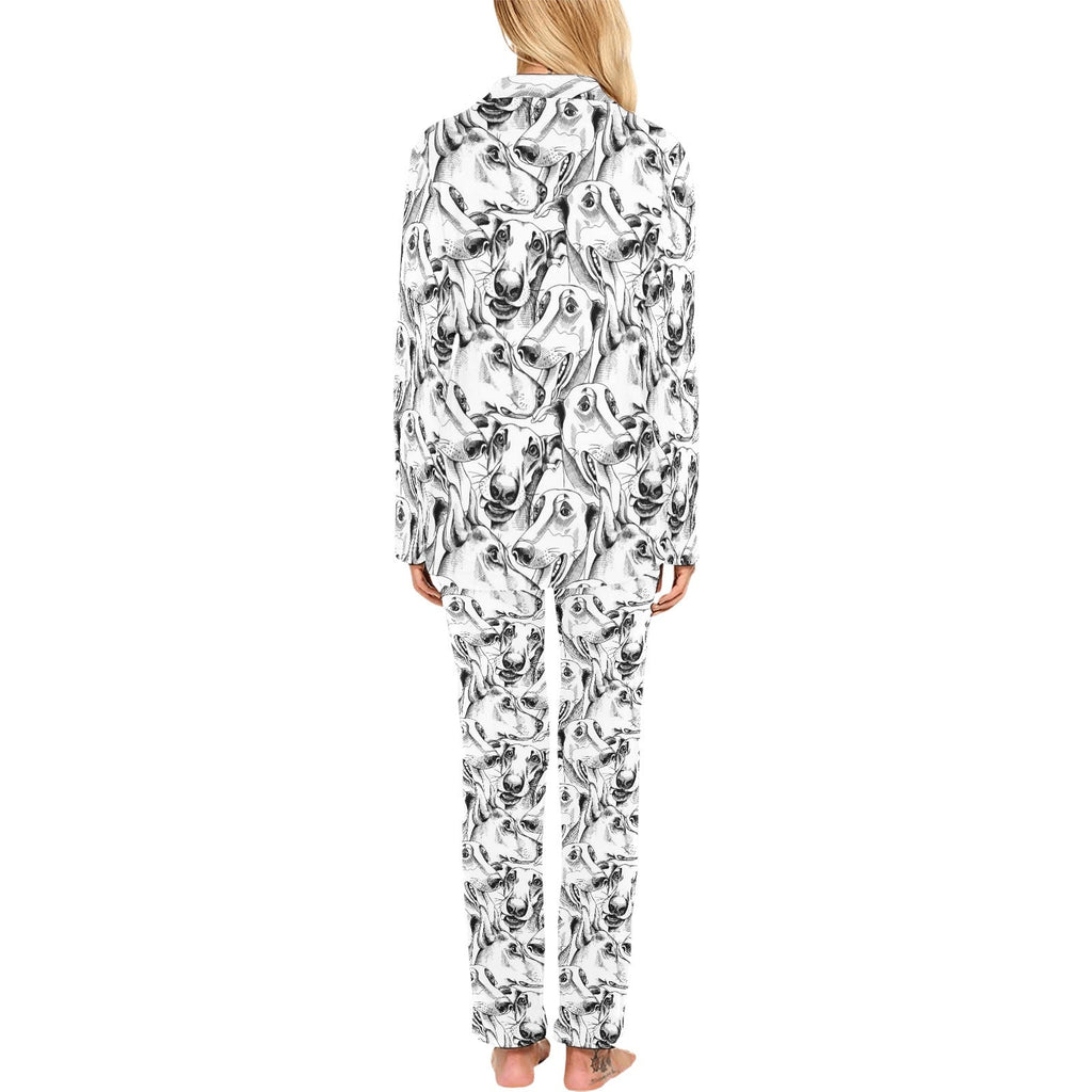 Greyhound Pattern Print Design 01 Women's Long Pajama Set