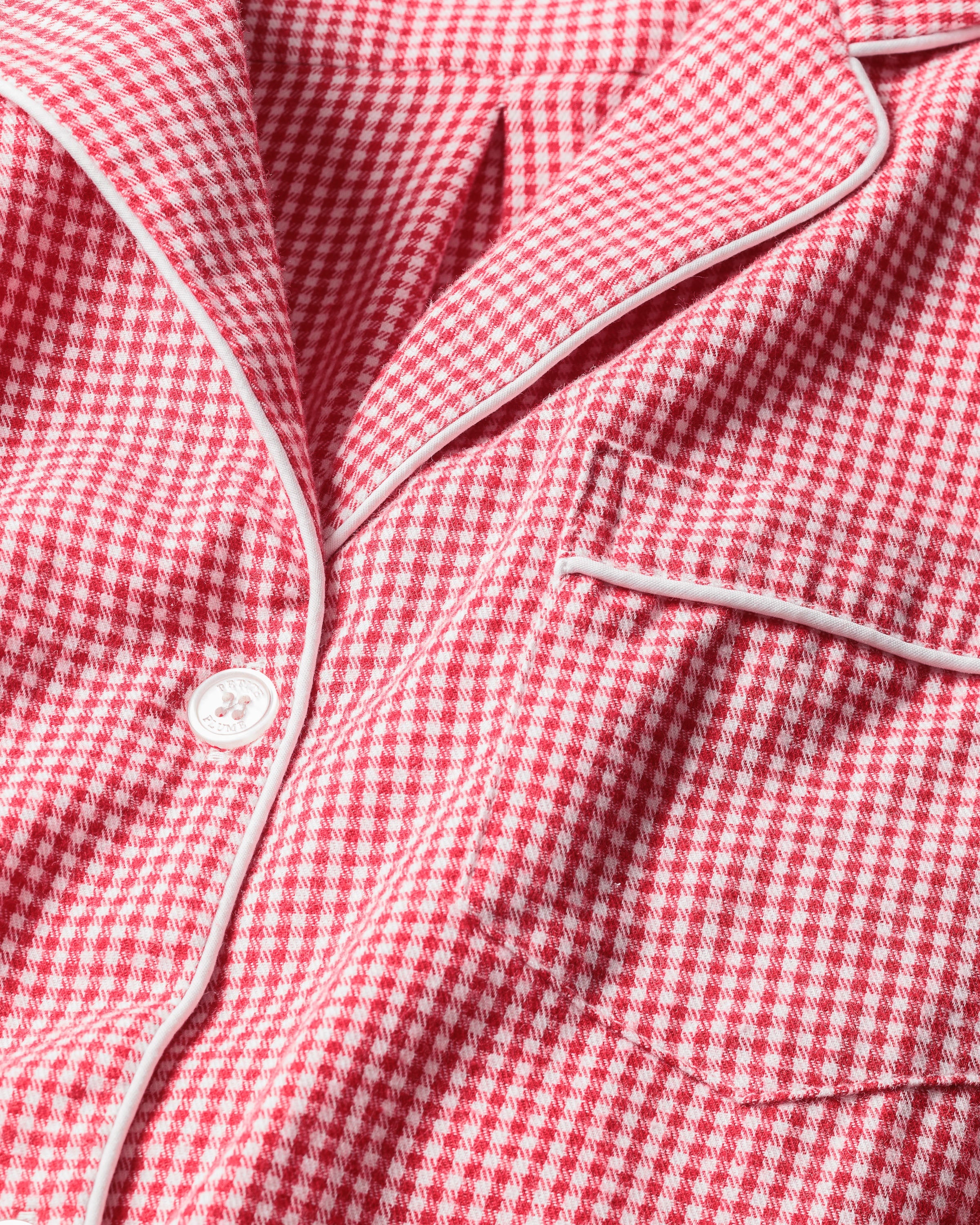 Men's Flannel Pajama Set in Red Mini Gingham