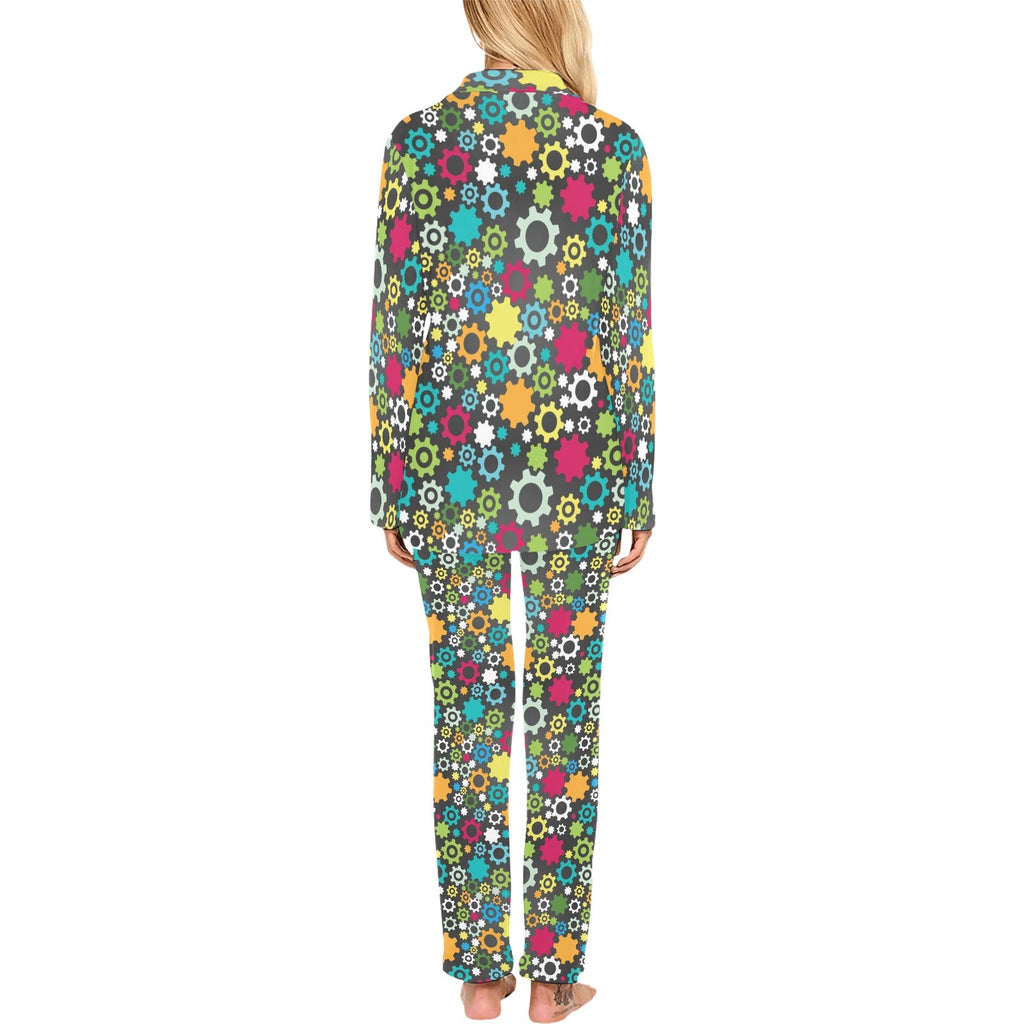 Gear Pattern Print Design 03 Women's Long Pajama Set