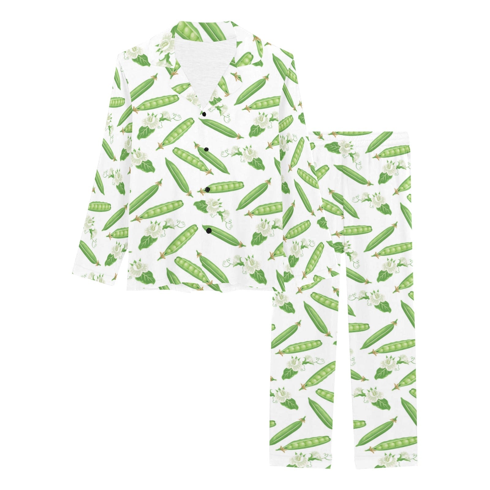 Green Peas Pattern Print Design 04 Women's Long Pajama Set