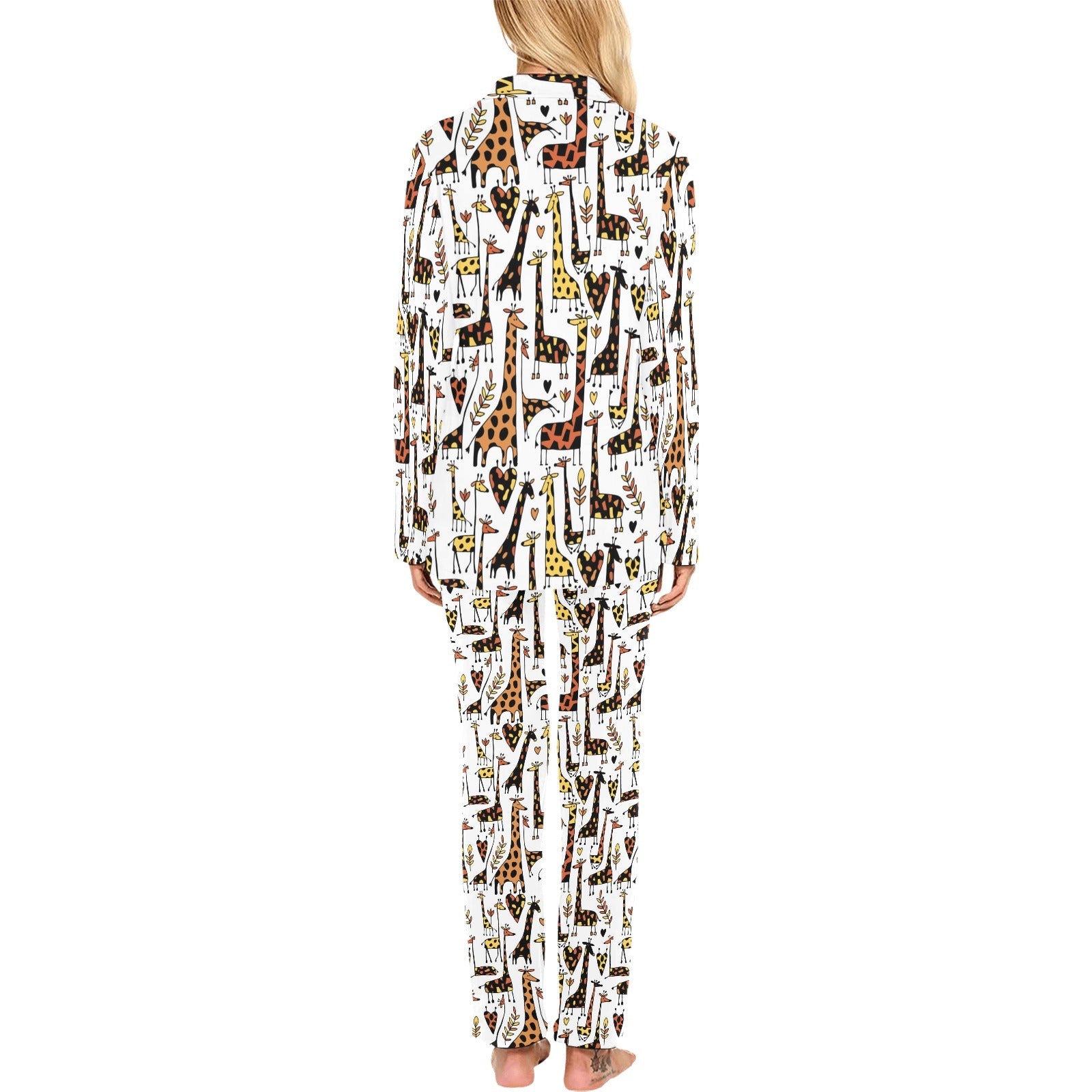 Giraffe Pattern Print Design 05 Women's Long Pajama Set