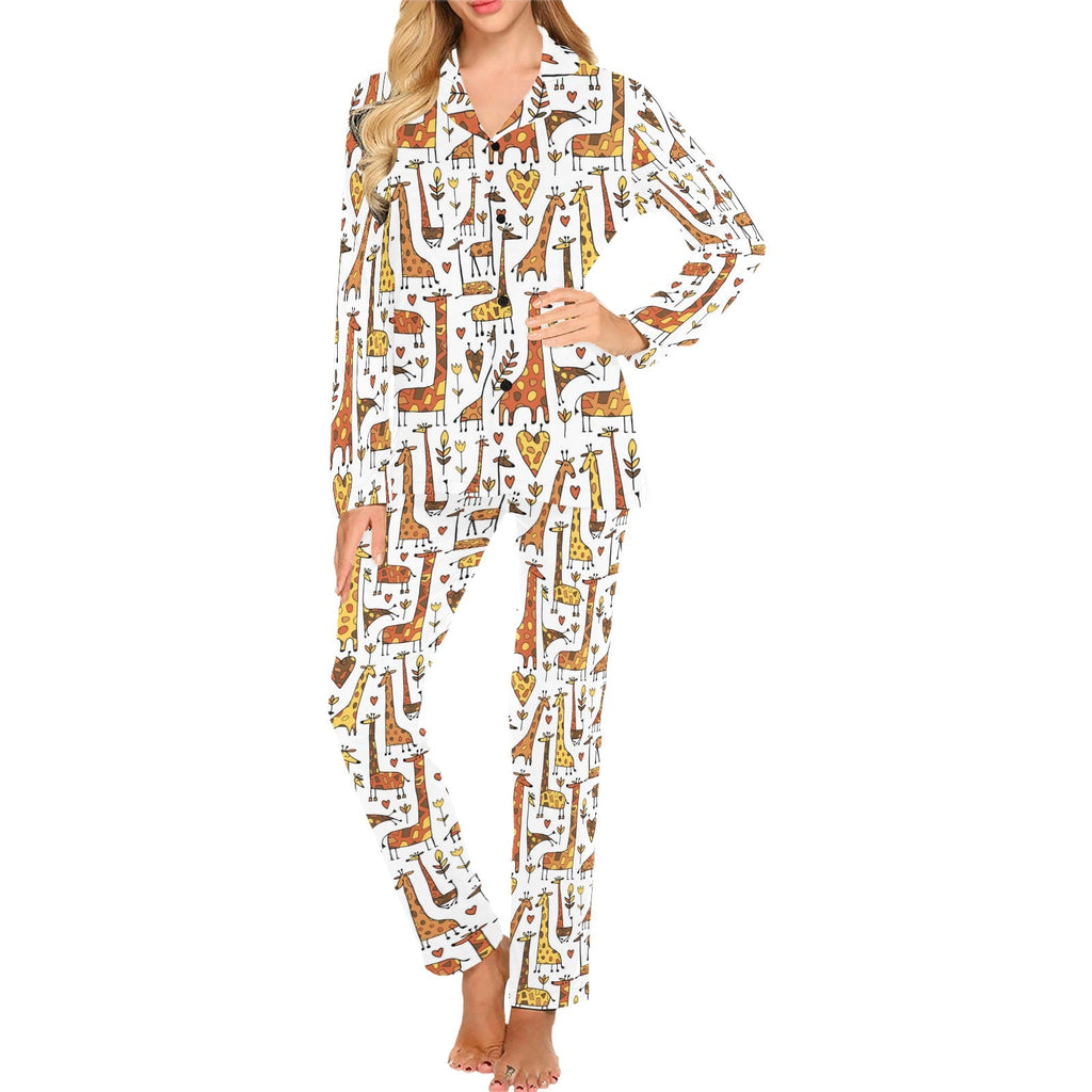 Giraffe Pattern Print Design 04 Women's Long Pajama Set