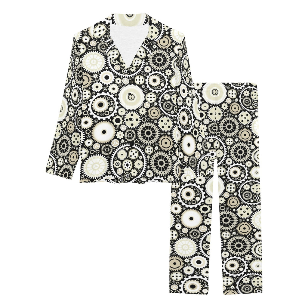 Gear Pattern Print Design 02 Women's Long Pajama Set