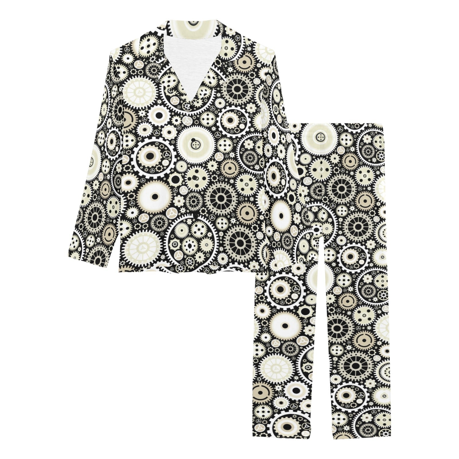Gear Pattern Print Design 02 Women's Long Pajama Set