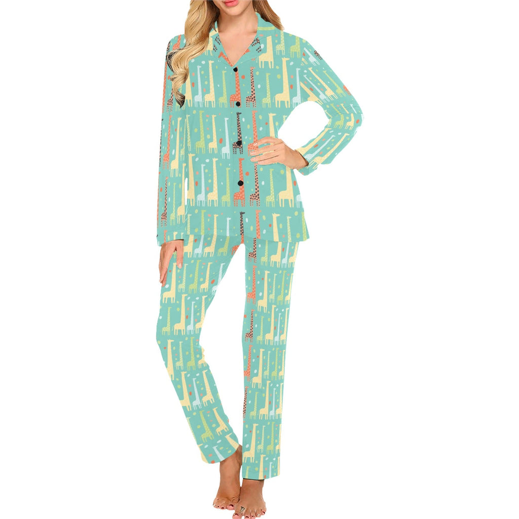 Giraffe Pattern Print Design 01 Women's Long Pajama Set