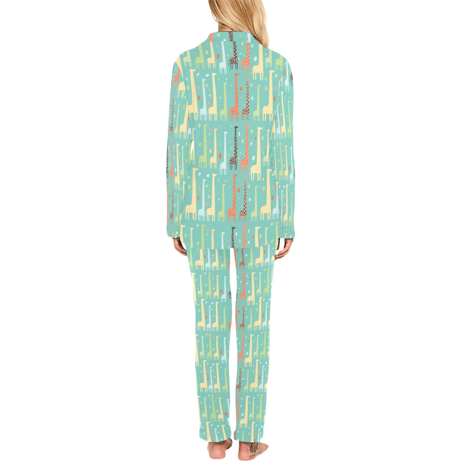 Giraffe Pattern Print Design 01 Women's Long Pajama Set